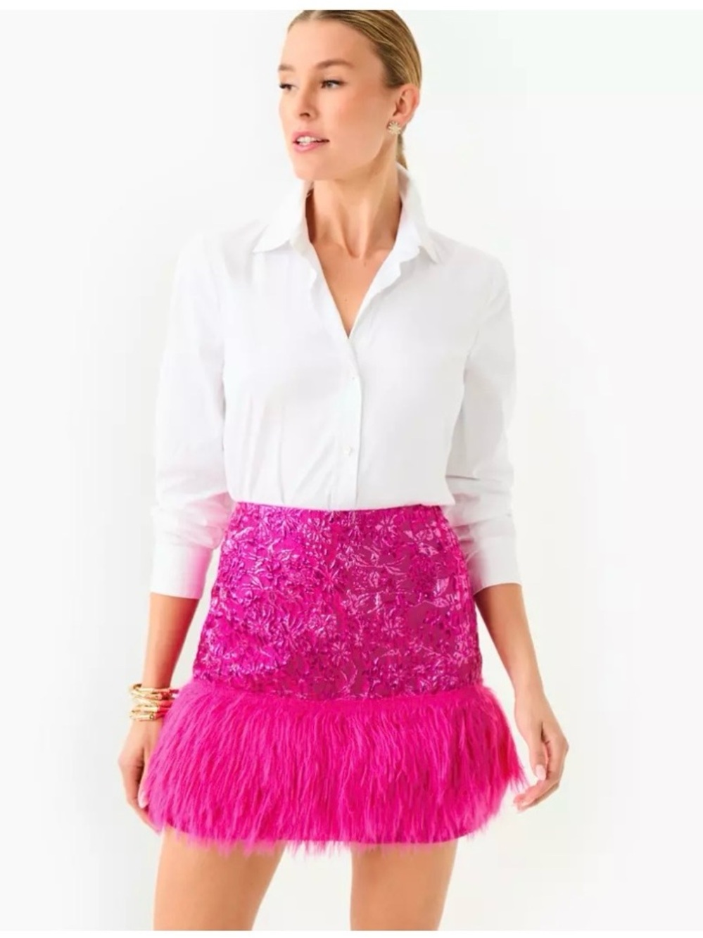 Lilly Pulitzer Charmain Mini Skirt in Passion Pink Petal Party - Picture 2 of 9